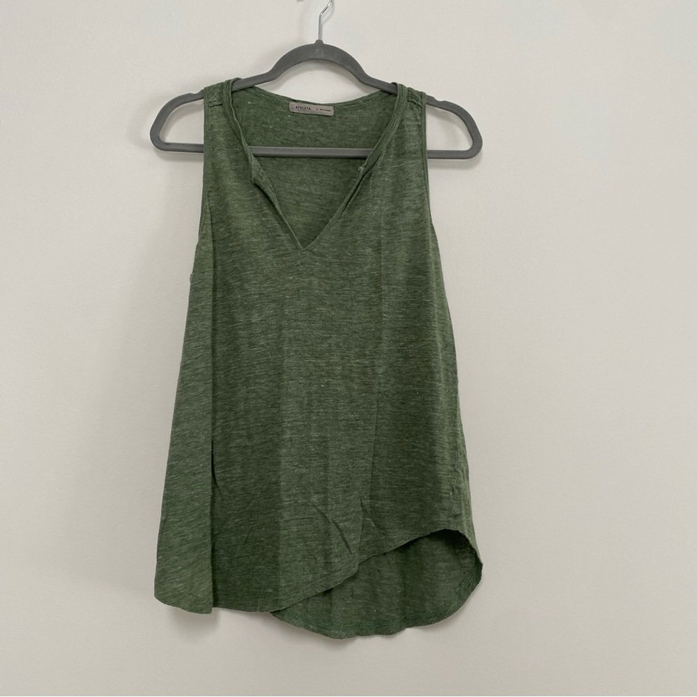 Athleta Green V-Neck Flowy Tank Top
